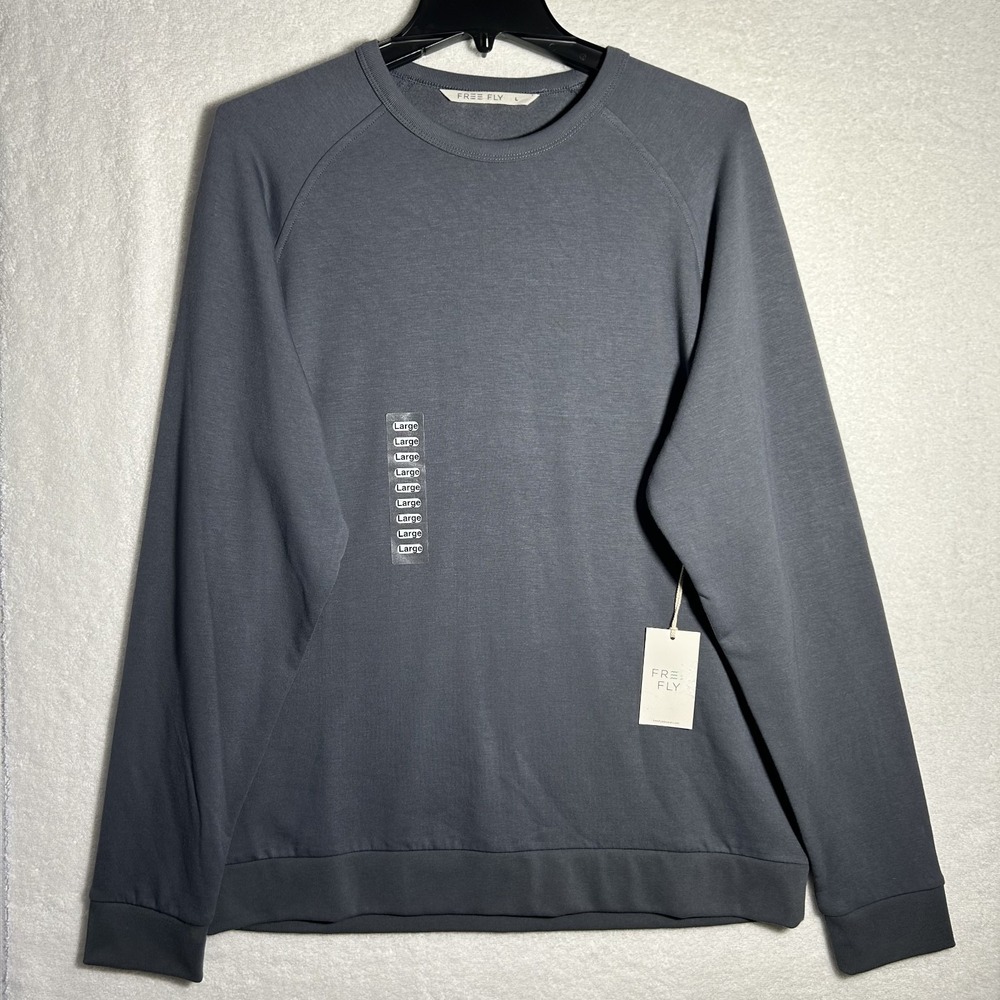 Fre Fly Mens Size L Gray Bamboo Fleece Pullover Sweatshirt